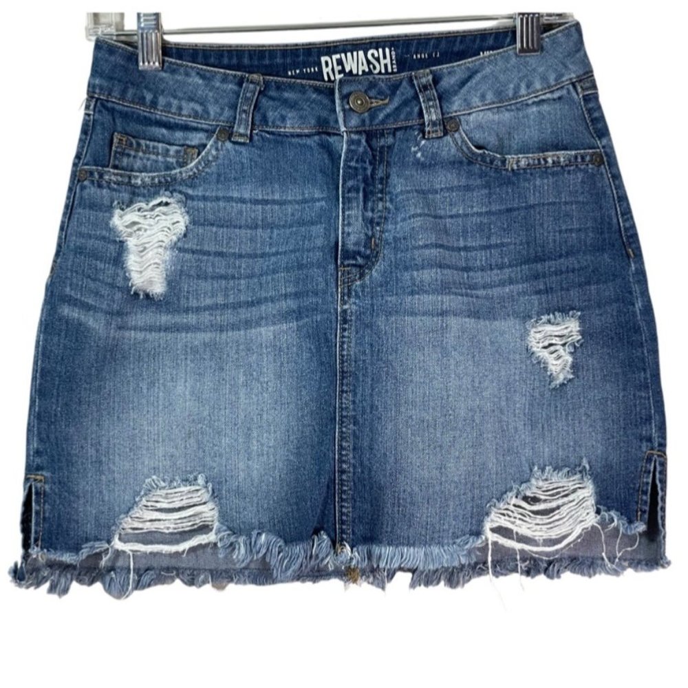 REWASH Vintage Reunion Destructed Denim Mini Skirt Size 28